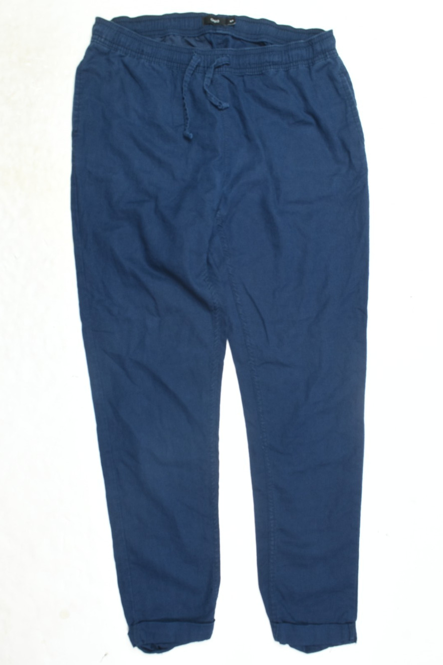 Onia Pants Mens Small Navy Blue Linen Cotton Pull-On Slim Fit Drawstring Casual